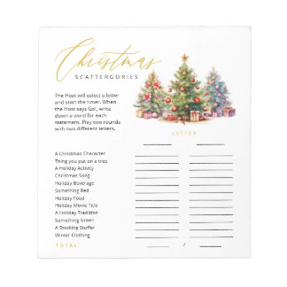 Christmas Scattergories Tear Away Party Game Notepad
