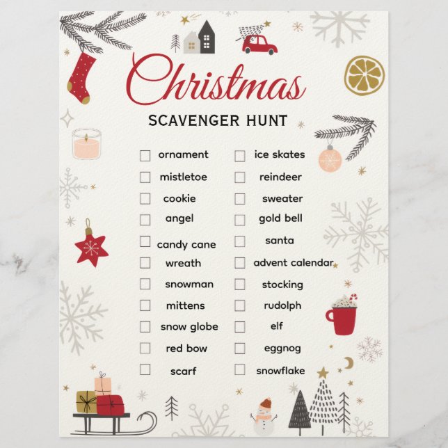 Christmas Scavenger Hunt Checklist Art Letterhead (Front)