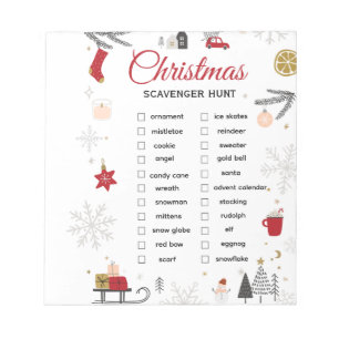 Christmas Scavenger Hunt Checklist Art Notepad