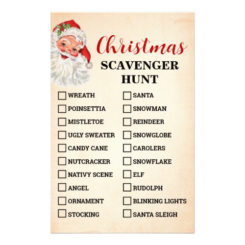Christmas Scavenger Hunt Santa Game Card Flyer