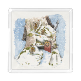 Christmas scene acrylic tray