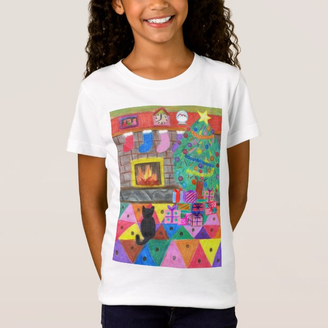 Christmas Scene Drawing  T-Shirt (Front)