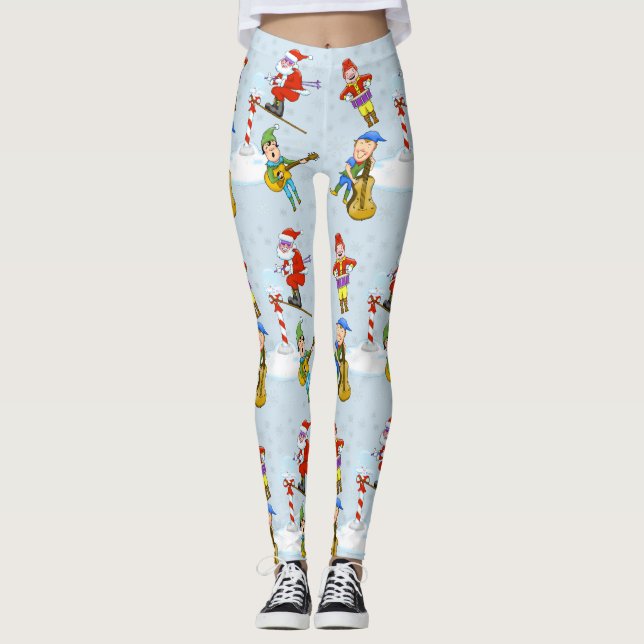 Christmas Scene Holiday Leggings (Front)