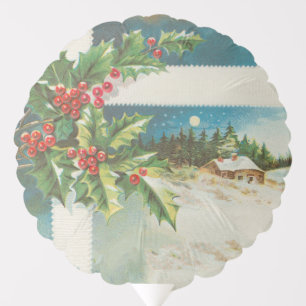 Christmas Scene Holly Snow Winter Balloon