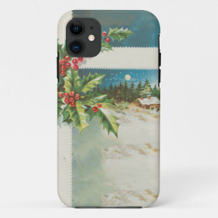 Christmas Scene Holly Snow Winter iPhone 11 Case