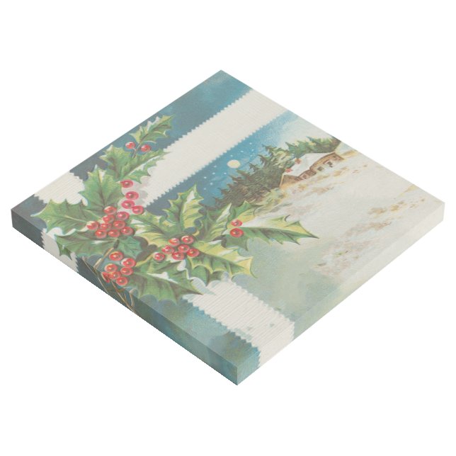 Christmas Scene Holly Snow Winter Gallery Wrap (3/4)