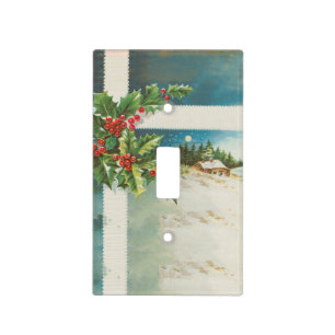 Christmas Scene Holly Snow Winter Light Switch Cover