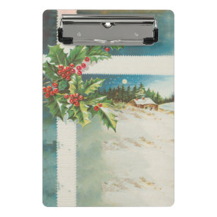 Christmas Scene Holly Snow Winter Mini Clipboard
