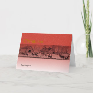 Christmas Scene in Early 1900s Maine Holiday Card