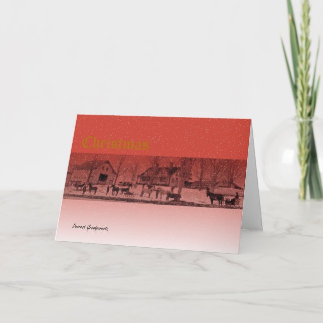 Christmas Scene in Early 1900s Maine Holiday Card (Front)