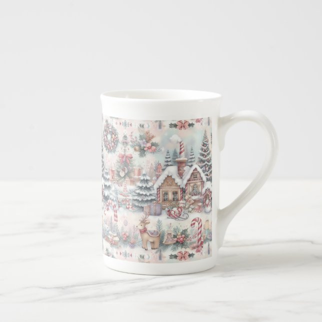 Christmas Scene Wallpaper Bone China Mug (Right)