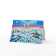 Christmas scene winter northern lights