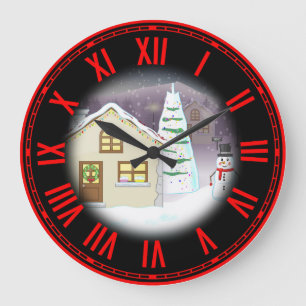 Christmas Scenery Large Clock