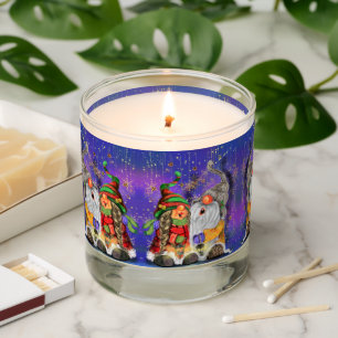 Christmas Scented Candle with Happy Couple Gnomes