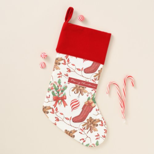 Christmas Scents Cinnamon and Peppermint Pattern Christmas Stocking