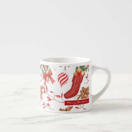 Christmas Scents Cinnamon and Peppermint Pattern Espresso Cup