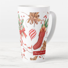 Christmas Scents Cinnamon And Peppermint Pattern Latte Mug at Zazzle