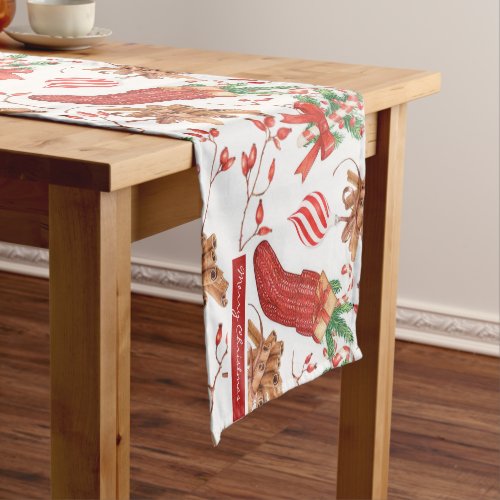 Christmas Scents Cinnamon and Peppermint Pattern Short Table Runner