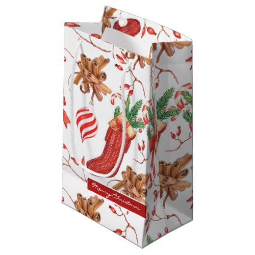 Christmas Scents Cinnamon and Peppermint Pattern Small Gift Bag