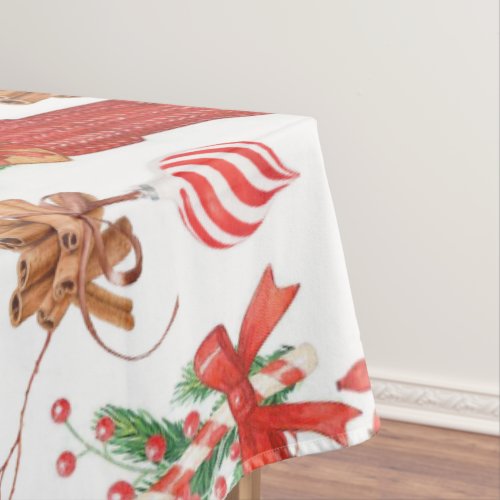 Christmas Scents Cinnamon and Peppermint Pattern Tablecloth
