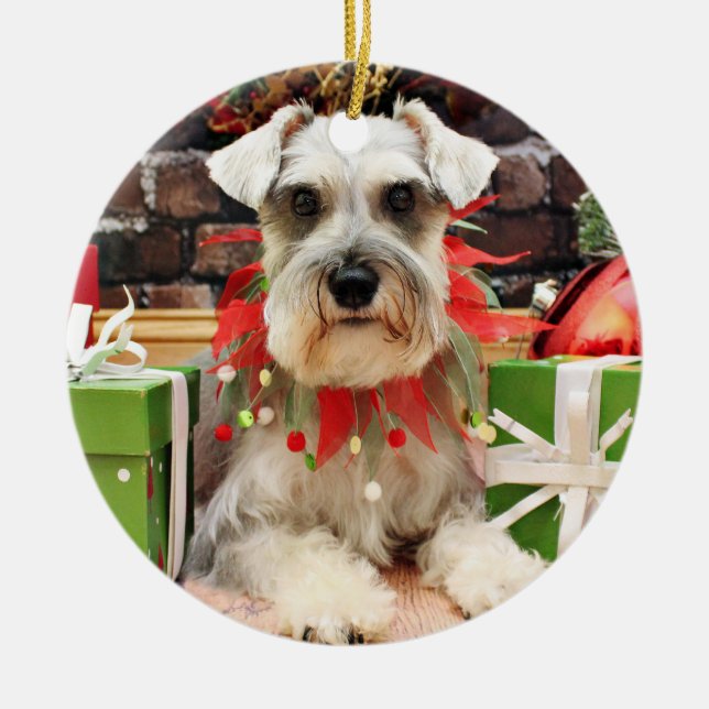 Christmas - Schnauzer - Abby Ceramic Ornament (Front)