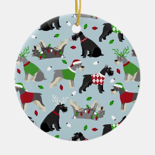 Christmas Schnauzer Ceramic Ornament