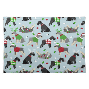 Christmas Schnauzer Cloth Placemat