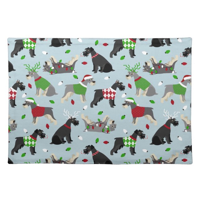 Christmas Schnauzer Cloth Placemat (Front)