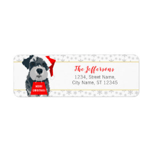 Christmas Schnauzer Dog Santa Hat Address Labels