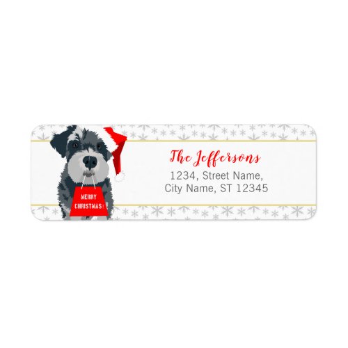 Christmas Schnauzer Dog Santa Hat Address Labels