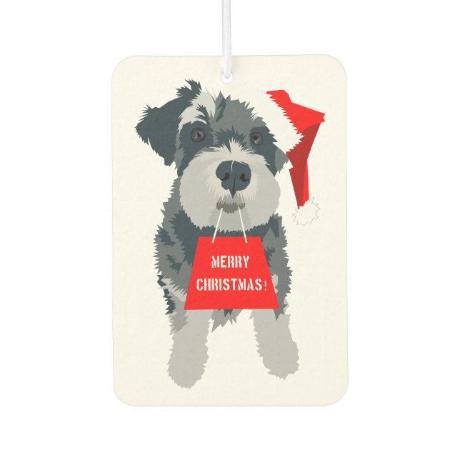 Christmas Schnauzer Dog Santa Hat Air Freshener (Front)