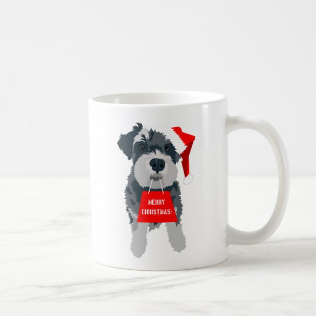 Christmas Schnauzer Dog Santa Hat Mug (Right)