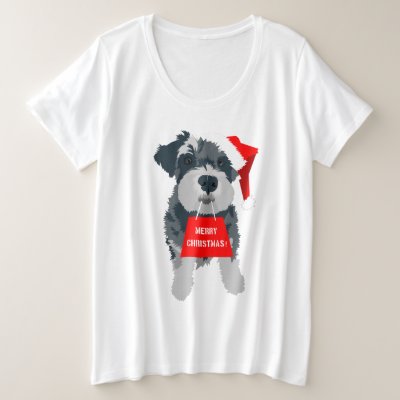 Christmas Schnauzer Dog Santa Hat T-Shirt