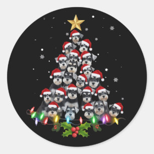 Christmas Schnauzer Dog Tree Xmas Pet Animal Classic Round Sticker