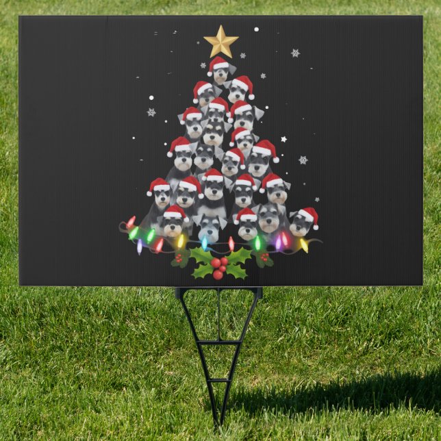 Christmas Schnauzer Dog Tree Xmas Pet Animal Sign (Insitu)