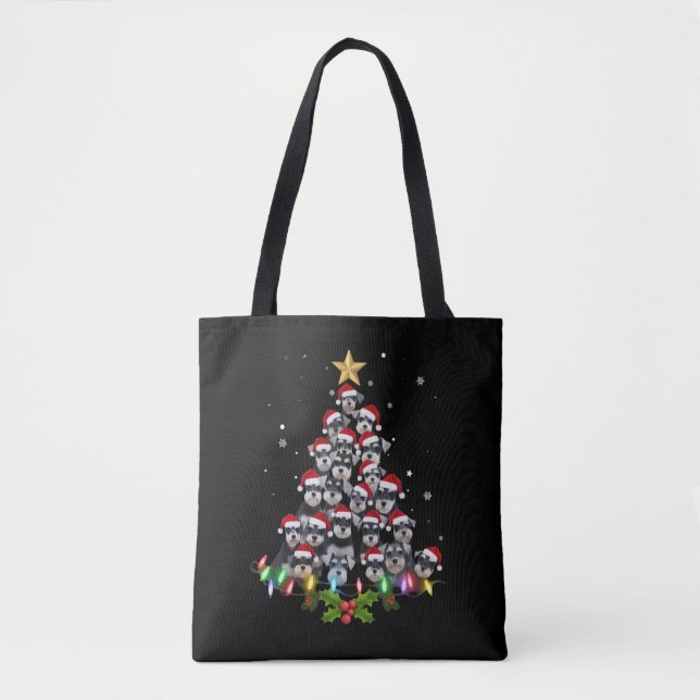Christmas Schnauzer Dog Tree Xmas Pet Animal Tote Bag (Front)