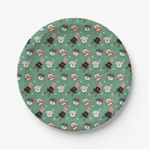 Christmas Schnauzer Dogs Paper Plates
