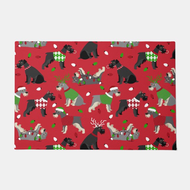 Christmas Schnauzer Doormat (Front)