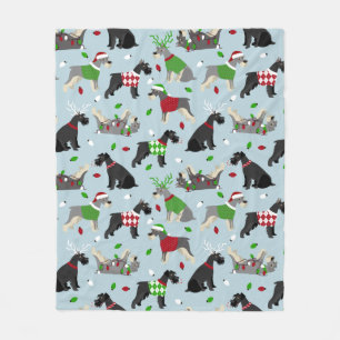 Christmas Schnauzer Fleece Blanket