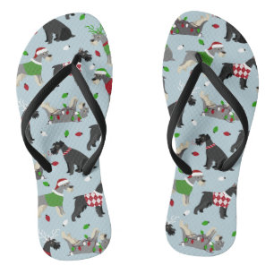 Christmas Schnauzer Flip Flops