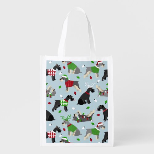 Christmas Schnauzer Grocery Bag