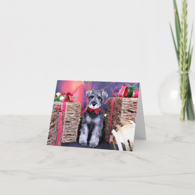 Christmas - Schnauzer - Gunner Holiday Card (Front)