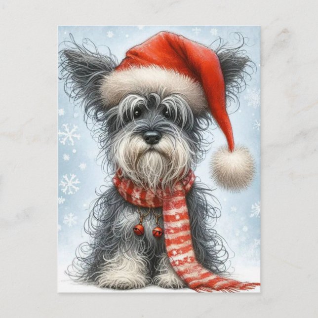 Christmas Schnauzer Holiday Postcard (Front)