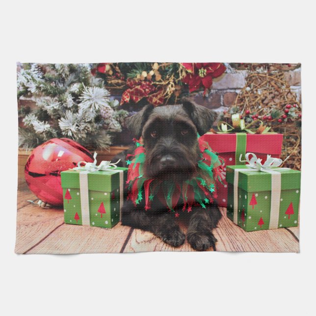 Christmas - Schnauzer Mix - Bentley Towel (Horizontal)