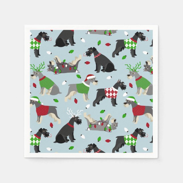 Christmas Schnauzer Napkins (Front)
