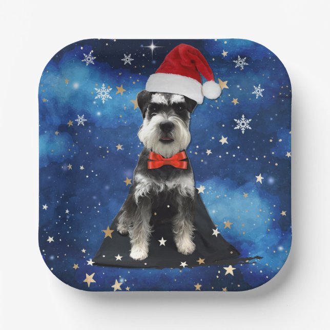 Christmas Schnauzer Paper Plates (Front)