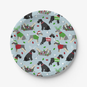 Christmas Schnauzer Paper Plates