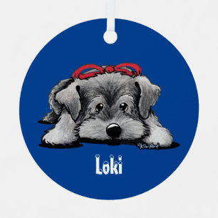 Christmas Schnauzer Puppy Metal Ornament