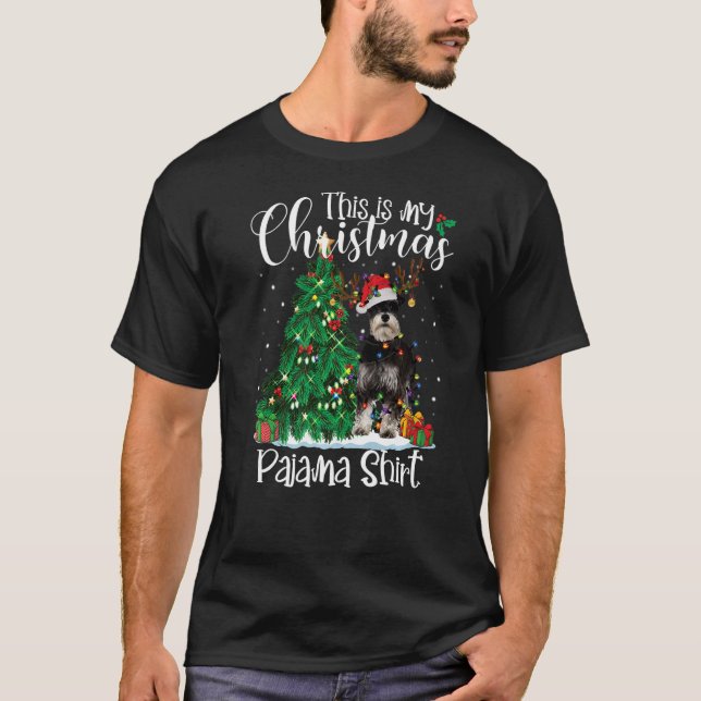 Christmas Schnauzer Reindeer Pajama Dog Xmas 1 T-Shirt (Front)