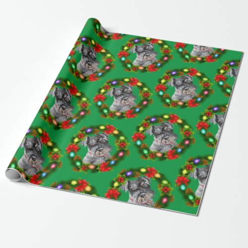 Christmas Schnauzer Salt Pepper Wrapping Paper